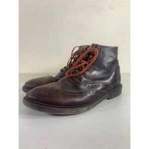 Dsquared2 Brown Leather Wingtip Brogue Ankle Boots Mens 11 Lace Up Made In Italy
